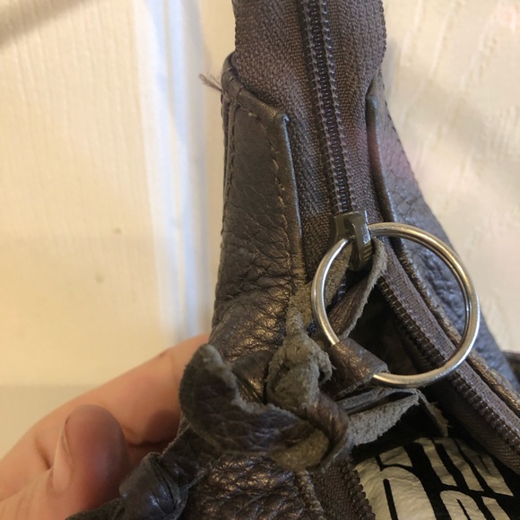 Brighton metallic slate grey hobo bag with sterling silver plated strap detail - Picture 14 of 14